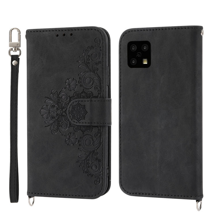 Custodia per telefono in pelle con portafoglio in rilievo con fiori al tatto, For Samsung Galaxy A22 5G/A22s/F42 5G