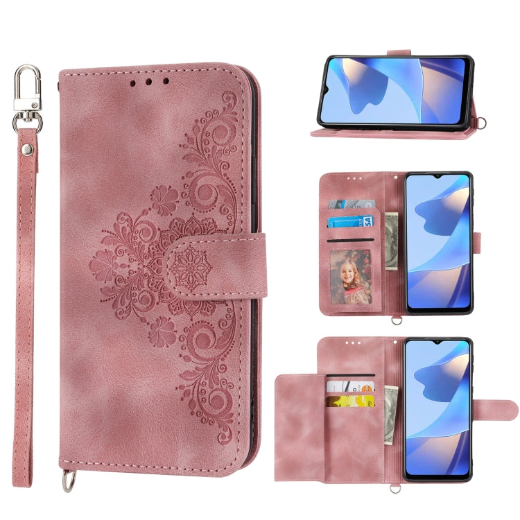Custodia per telefono in pelle con portafoglio in rilievo con fiori al tatto, For Samsung Galaxy A22 5G/A22s/F42 5G
