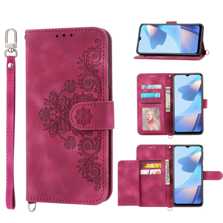 Custodia per telefono in pelle con portafoglio in rilievo con fiori al tatto, For Samsung Galaxy A22 5G/A22s/F42 5G