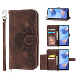 Custodia per telefono in pelle con portafoglio in rilievo con fiori al tatto, For Samsung Galaxy A22 5G/A22s/F42 5G