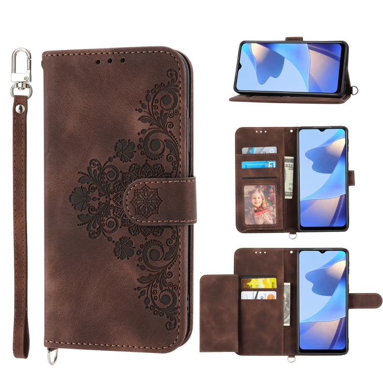 Custodia per telefono in pelle con portafoglio in rilievo con fiori al tatto, For Samsung Galaxy A22 5G/A22s/F42 5G