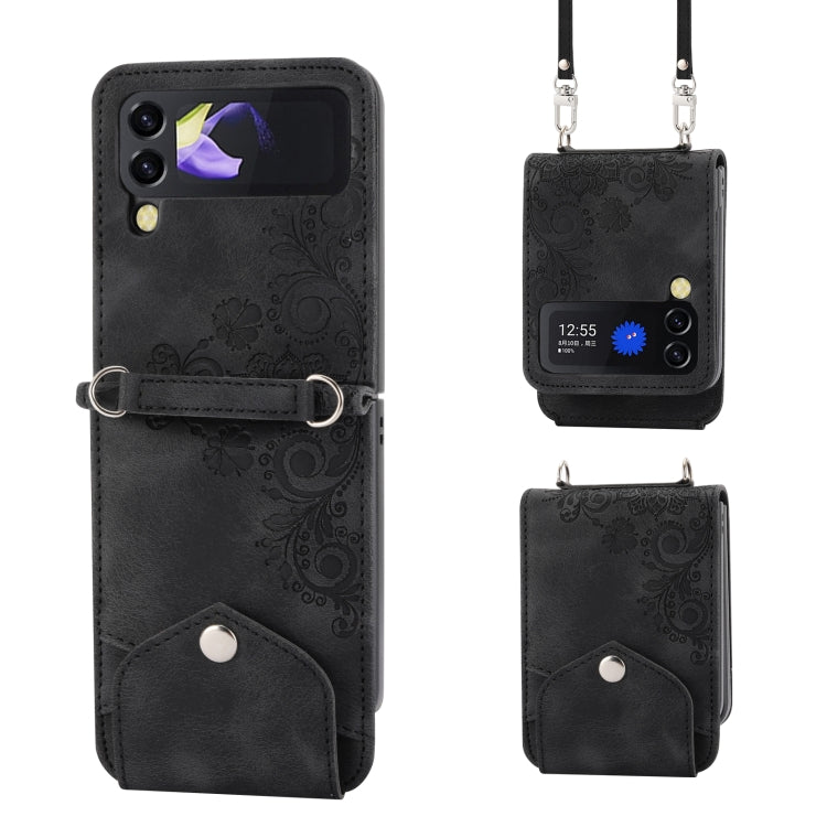Custodia per telefono in pelle con portafoglio in rilievo con fiori al tatto, For Samsung Galaxy Z Flip4, For Samsung Galaxy Z Flip3 5G, For Samsung Galaxy Z Fold3 5G, For Samsung Galaxy Z Fold4