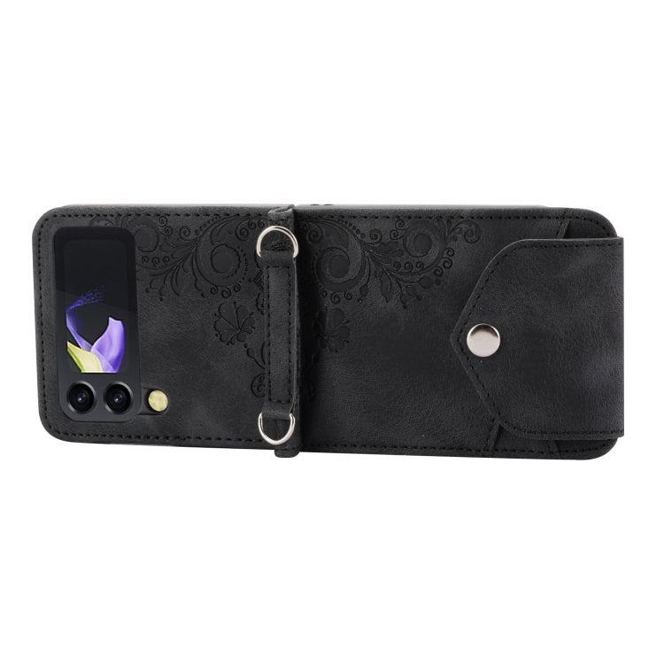 Custodia per telefono in pelle con portafoglio in rilievo con fiori al tatto, For Samsung Galaxy Z Flip4, For Samsung Galaxy Z Flip3 5G, For Samsung Galaxy Z Fold3 5G, For Samsung Galaxy Z Fold4