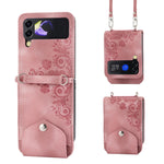 Custodia per telefono in pelle con portafoglio in rilievo con fiori al tatto, For Samsung Galaxy Z Flip4, For Samsung Galaxy Z Flip3 5G, For Samsung Galaxy Z Fold3 5G, For Samsung Galaxy Z Fold4