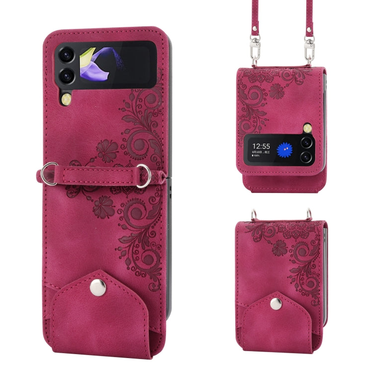 Custodia per telefono in pelle con portafoglio in rilievo con fiori al tatto, For Samsung Galaxy Z Flip4, For Samsung Galaxy Z Flip3 5G, For Samsung Galaxy Z Fold3 5G, For Samsung Galaxy Z Fold4