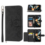 Custodia per telefono in pelle con portafoglio in rilievo con fiori al tatto, For Samsung Galaxy Z Flip4, For Samsung Galaxy Z Flip3 5G, For Samsung Galaxy Z Fold3 5G, For Samsung Galaxy Z Fold4