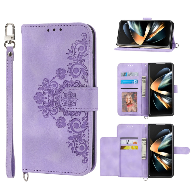 Custodia per telefono in pelle con portafoglio in rilievo con fiori al tatto, For Samsung Galaxy Z Flip4, For Samsung Galaxy Z Flip3 5G, For Samsung Galaxy Z Fold3 5G, For Samsung Galaxy Z Fold4