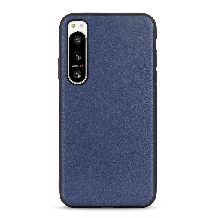Cassa del telefono in vera pelle con trama in pelle di agnello con foro accurato, For Sony Xperia 5 IV
