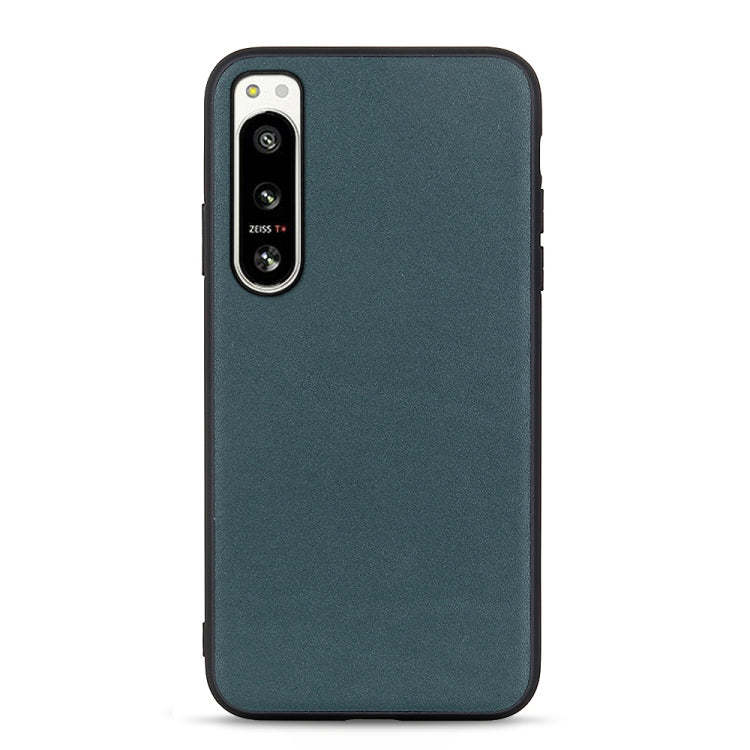 Cassa del telefono in vera pelle con trama in pelle di agnello con foro accurato, For Sony Xperia 5 IV