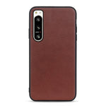 Cassa del telefono in vera pelle con trama in pelle di agnello con foro accurato, For Sony Xperia 5 IV