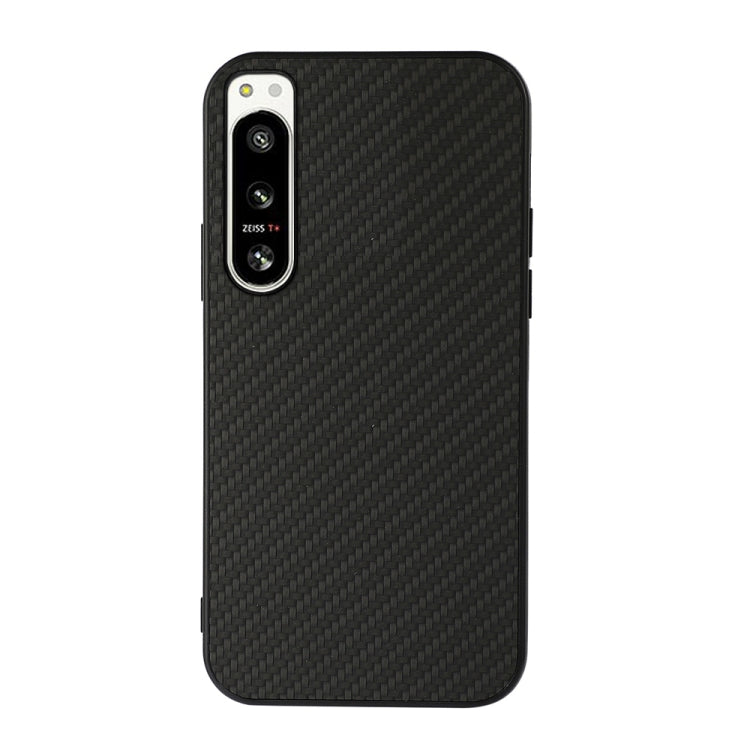 Custodia per telefono in PU con trama in fibra di carbonio con foro preciso, For Sony Xperia 5 IV