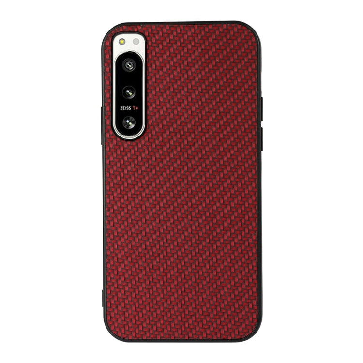 Custodia per telefono in PU con trama in fibra di carbonio con foro preciso, For Sony Xperia 5 IV