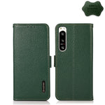 KHAZNEH Custodia RFID in vera pelle Litchi magnetica laterale, For Sony Xperia 5 IV