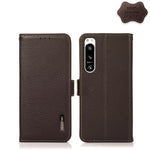 KHAZNEH Custodia RFID in vera pelle Litchi magnetica laterale, For Sony Xperia 5 IV