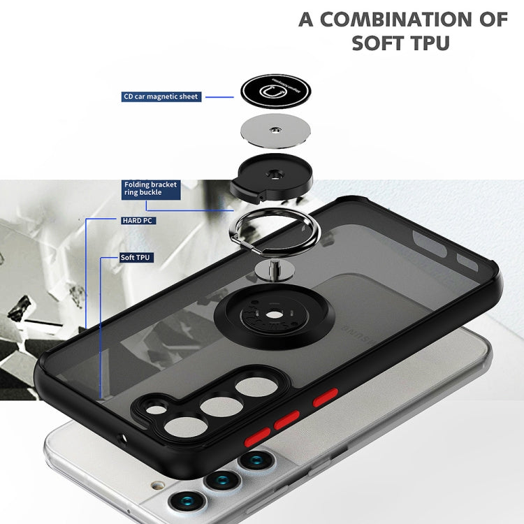 Q Shadow I Ring Kickstand Custodia per telefono ibrida per PC e TPU, For Samsung Galaxy S23 5G, For Samsung Galaxy S23+ 5G