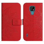 Skin Feel Custodia per cellulare in pelle con motivo a fiori di sole con cordino, For Motorola Moto E7, For Motorola Moto E7 Plus/G9/G9 Play