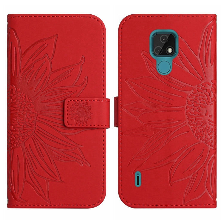 Skin Feel Custodia per cellulare in pelle con motivo a fiori di sole con cordino, For Motorola Moto E7, For Motorola Moto E7 Plus/G9/G9 Play