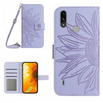 Skin Feel Custodia per cellulare in pelle con motivo a fiori di sole con cordino, For Motorola Moto E7 Power/E7i Power, For Motorola Moto E20/E30/E40