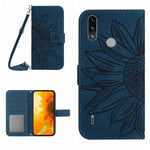 Skin Feel Custodia per cellulare in pelle con motivo a fiori di sole con cordino, For Motorola Moto E7 Power/E7i Power, For Motorola Moto E20/E30/E40