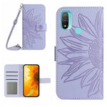 Skin Feel Custodia per cellulare in pelle con motivo a fiori di sole con cordino, For Motorola Moto E7 Power/E7i Power, For Motorola Moto E20/E30/E40