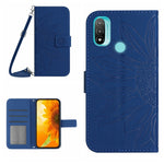 Skin Feel Custodia per cellulare in pelle con motivo a fiori di sole con cordino, For Motorola Moto E7 Power/E7i Power, For Motorola Moto E20/E30/E40