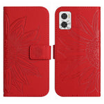 Skin Feel Custodia per cellulare in pelle con motivo a fiori di sole con cordino, For Motorola Moto E22 4G/E22i 4G, For Motorola Moto E32/E32S