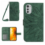 Skin Feel Custodia per cellulare in pelle con motivo a fiori di sole con cordino, For Motorola Moto E22 4G/E22i 4G, For Motorola Moto E32/E32S