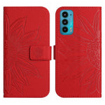 Skin Feel Custodia per cellulare in pelle con motivo a fiori di sole con cordino, For Motorola Moto Edge 20, For Motorola Moto Edge 20 Lite