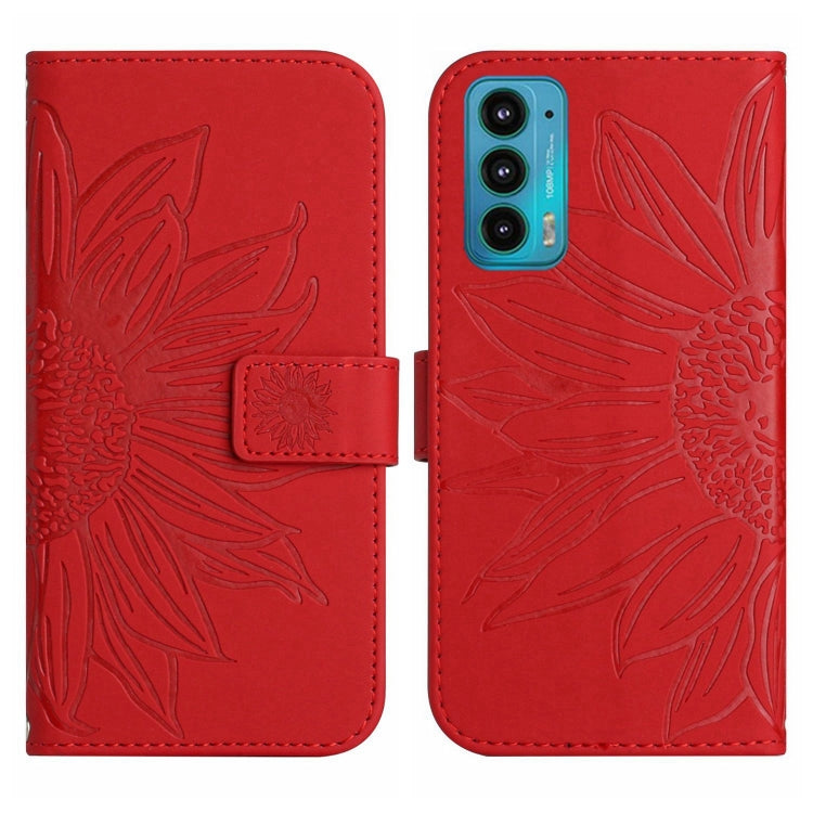 Skin Feel Custodia per cellulare in pelle con motivo a fiori di sole con cordino, For Motorola Moto Edge 20, For Motorola Moto Edge 20 Lite