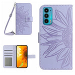 Skin Feel Custodia per cellulare in pelle con motivo a fiori di sole con cordino, For Motorola Moto Edge 20, For Motorola Moto Edge 20 Lite