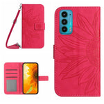 Skin Feel Custodia per cellulare in pelle con motivo a fiori di sole con cordino, For Motorola Moto Edge 20, For Motorola Moto Edge 20 Lite
