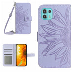 Skin Feel Custodia per cellulare in pelle con motivo a fiori di sole con cordino, For Motorola Moto Edge 20, For Motorola Moto Edge 20 Lite