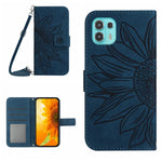 Skin Feel Custodia per cellulare in pelle con motivo a fiori di sole con cordino, For Motorola Moto Edge 20, For Motorola Moto Edge 20 Lite