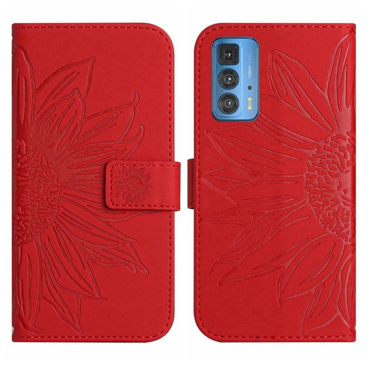 Skin Feel Custodia per cellulare in pelle con motivo a fiori di sole con cordino, For Motorola Moto Edge 20 Pro, For Motorola Moto Edge 30 Fusion