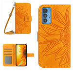 Skin Feel Custodia per cellulare in pelle con motivo a fiori di sole con cordino, For Motorola Moto Edge 20 Pro, For Motorola Moto Edge 30 Fusion