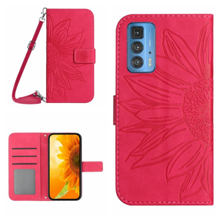 Skin Feel Custodia per cellulare in pelle con motivo a fiori di sole con cordino, For Motorola Moto Edge 20 Pro, For Motorola Moto Edge 30 Fusion
