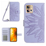 Skin Feel Custodia per cellulare in pelle con motivo a fiori di sole con cordino, For Motorola Moto Edge 20 Pro, For Motorola Moto Edge 30 Fusion