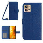 Skin Feel Custodia per cellulare in pelle con motivo a fiori di sole con cordino, For Motorola Moto Edge 20 Pro, For Motorola Moto Edge 30 Fusion