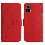 Skin Feel Custodia per cellulare in pelle con motivo a fiori di sole con cordino, For Motorola Moto Edge 30 Neo, For Motorola Moto Edge 30 Pro