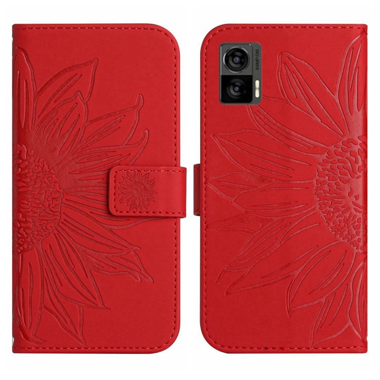 Skin Feel Custodia per cellulare in pelle con motivo a fiori di sole con cordino, For Motorola Moto Edge 30 Neo, For Motorola Moto Edge 30 Pro