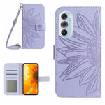 Skin Feel Custodia per cellulare in pelle con motivo a fiori di sole con cordino, For Motorola Moto Edge 30 Neo, For Motorola Moto Edge 30 Pro