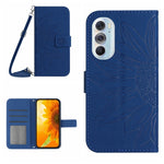 Skin Feel Custodia per cellulare in pelle con motivo a fiori di sole con cordino, For Motorola Moto Edge 30 Neo, For Motorola Moto Edge 30 Pro