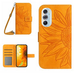 Skin Feel Custodia per cellulare in pelle con motivo a fiori di sole con cordino, For Motorola Moto Edge 30 Neo, For Motorola Moto Edge 30 Pro