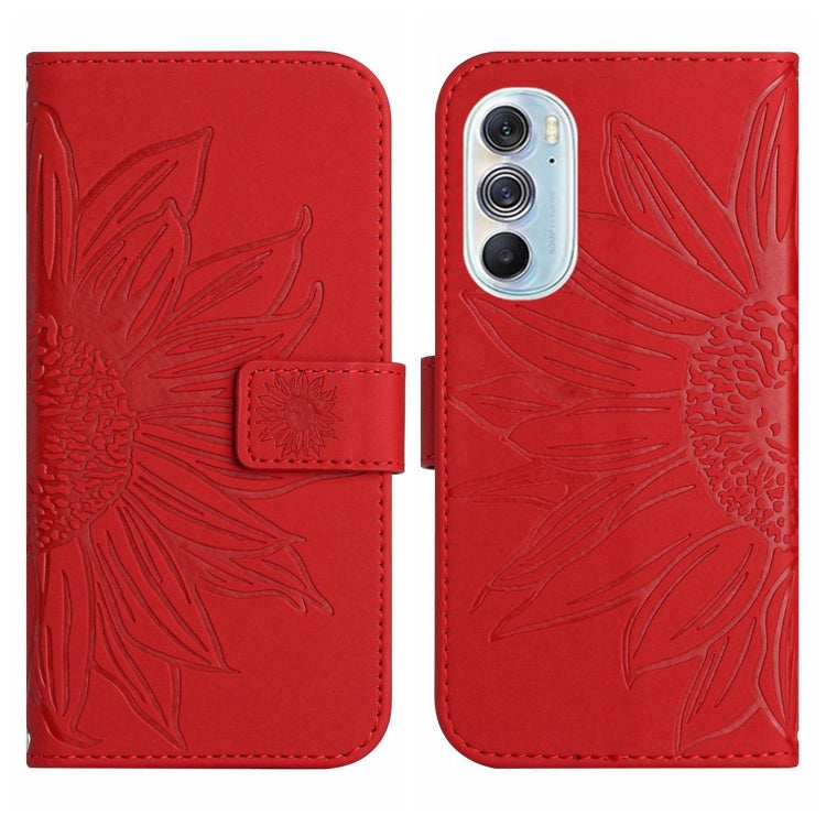 Skin Feel Custodia per cellulare in pelle con motivo a fiori di sole con cordino, For Motorola Moto Edge 30 Ultra, For Motorola Moto G 5G 2022