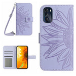 Skin Feel Custodia per cellulare in pelle con motivo a fiori di sole con cordino, For Motorola Moto Edge 30 Ultra, For Motorola Moto G 5G 2022
