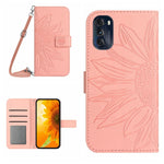 Skin Feel Custodia per cellulare in pelle con motivo a fiori di sole con cordino, For Motorola Moto Edge 30 Ultra, For Motorola Moto G 5G 2022