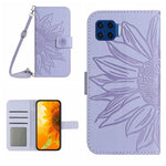 Skin Feel Custodia per cellulare in pelle con motivo a fiori di sole con cordino, For Motorola Moto G 5G Plus, For Motorola Moto G Play 2021