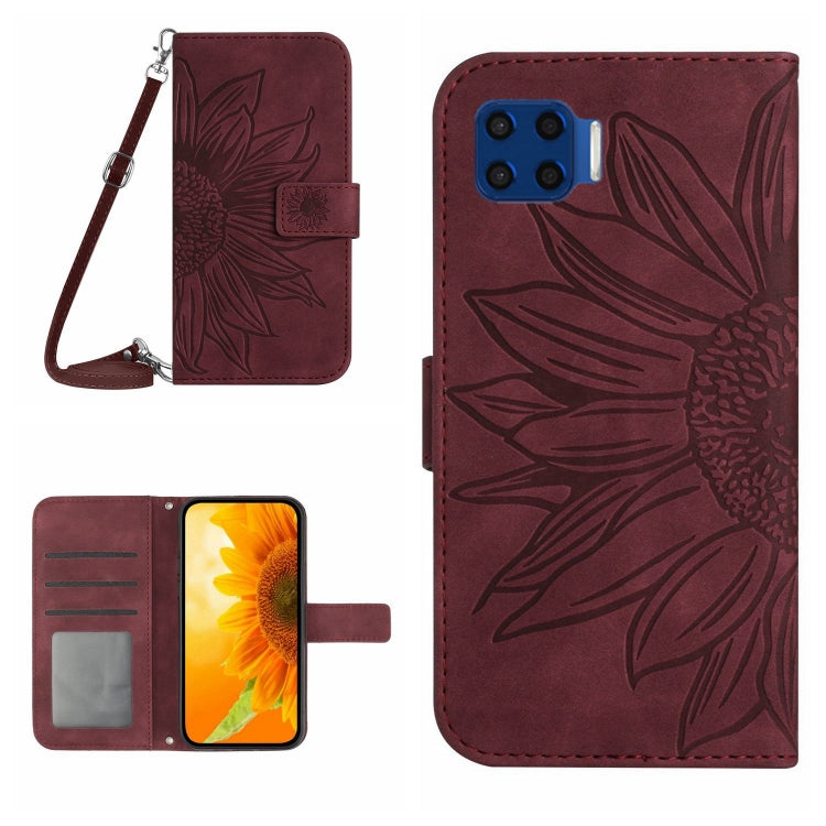 Skin Feel Custodia per cellulare in pelle con motivo a fiori di sole con cordino, For Motorola Moto G 5G Plus, For Motorola Moto G Play 2021