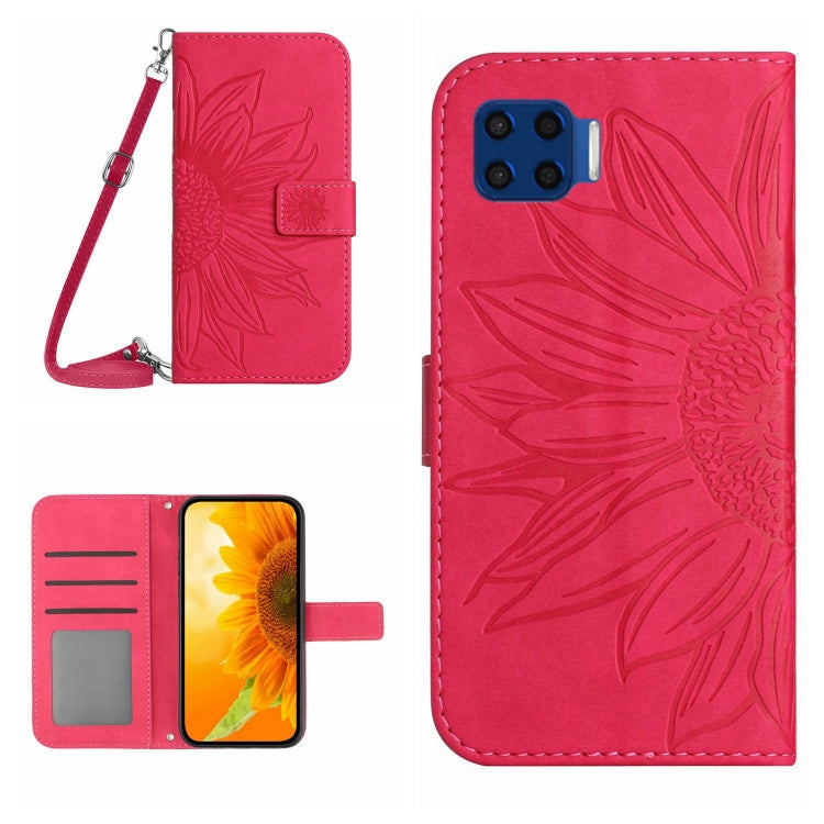 Skin Feel Custodia per cellulare in pelle con motivo a fiori di sole con cordino, For Motorola Moto G 5G Plus, For Motorola Moto G Play 2021
