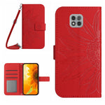 Skin Feel Custodia per cellulare in pelle con motivo a fiori di sole con cordino, For Motorola Moto G Power 2021, For Motorola Moto G Power 2022